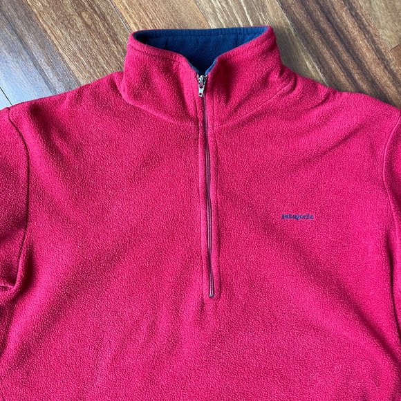 Patagonia Sz M Quarter Zip Red Capilene Fleece - Picture 3 of 6